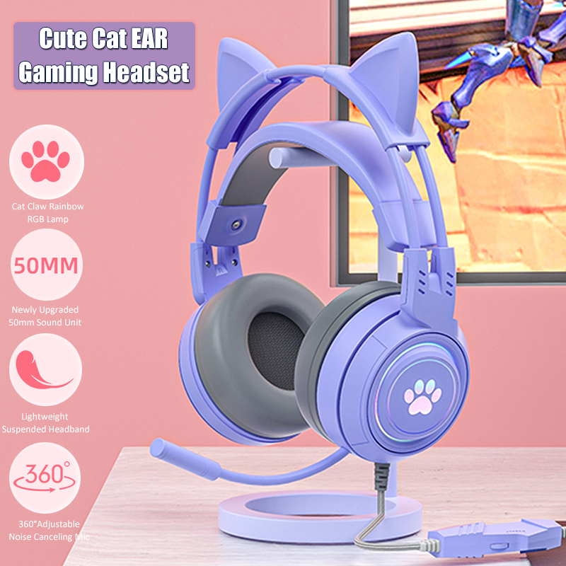 Pc Gaming Pink - Симпатичные игровые наушники с кошачьими ушками